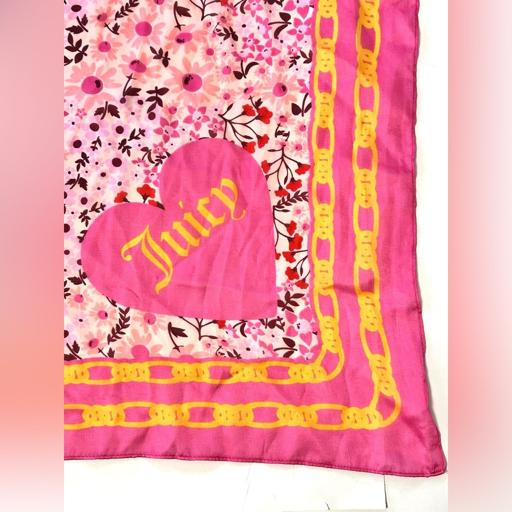 Juicy Couture Black Label Pink Floral Scarf
